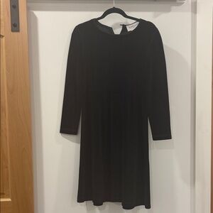 Adrienne Vittadini Sport Black Stretch Velvet A Line Dress